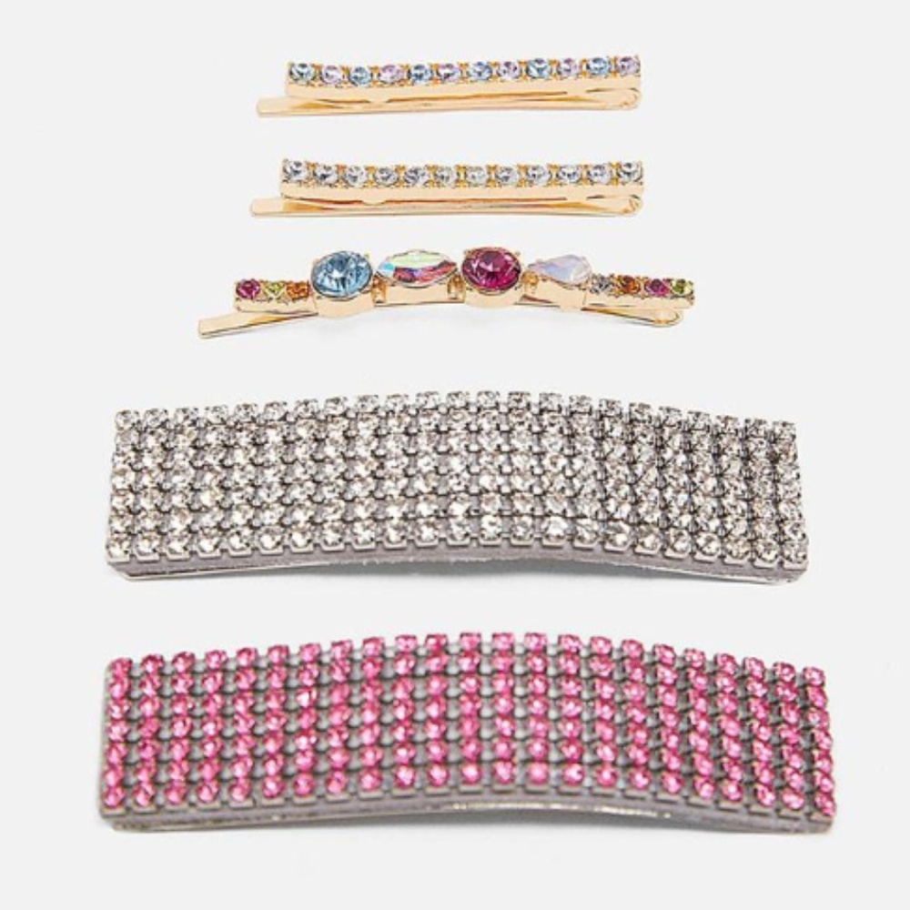 Pink Diamond Hair Clip Set
